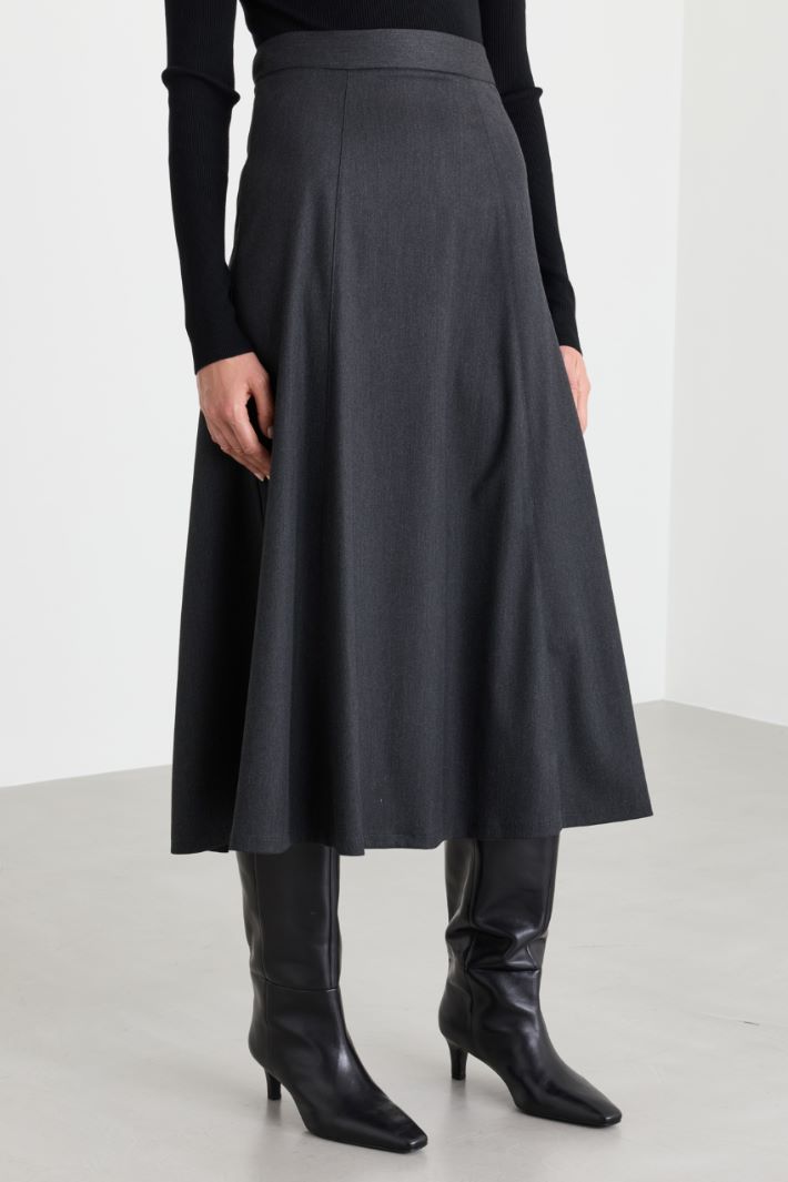 Stretch flared skirt - GREY - Intrend - 2