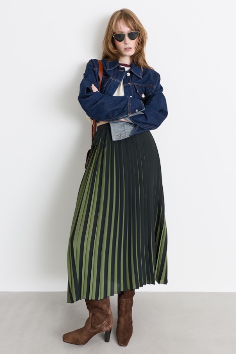 Printed plissé jersey skirt - Intrend