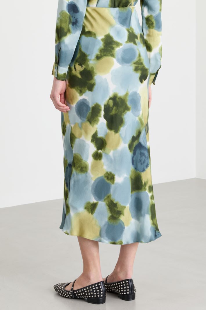 Printed viscose twill skirt - LIGHT BLUE GREEN - Intrend - 4