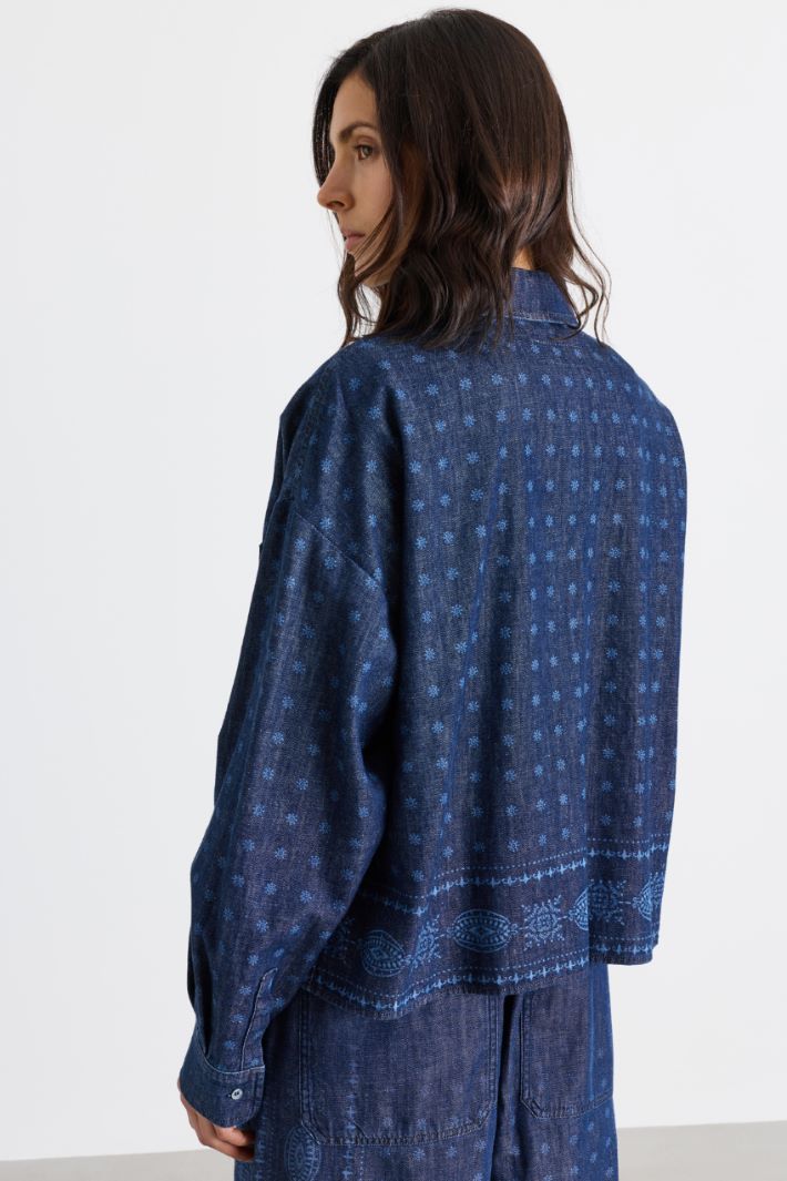 Camicia in jeans laserato - BLU - Intrend - 4