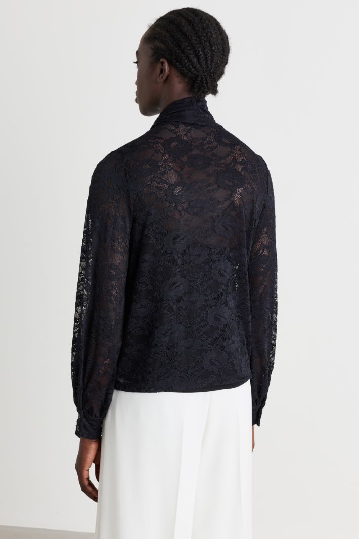 Stretch-lace blouse - BLACK - Intrend - 4