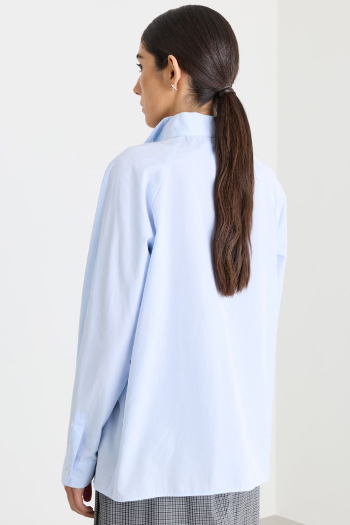 Camicia in popeline a pieghe - AZZURRO - Intrend - 4