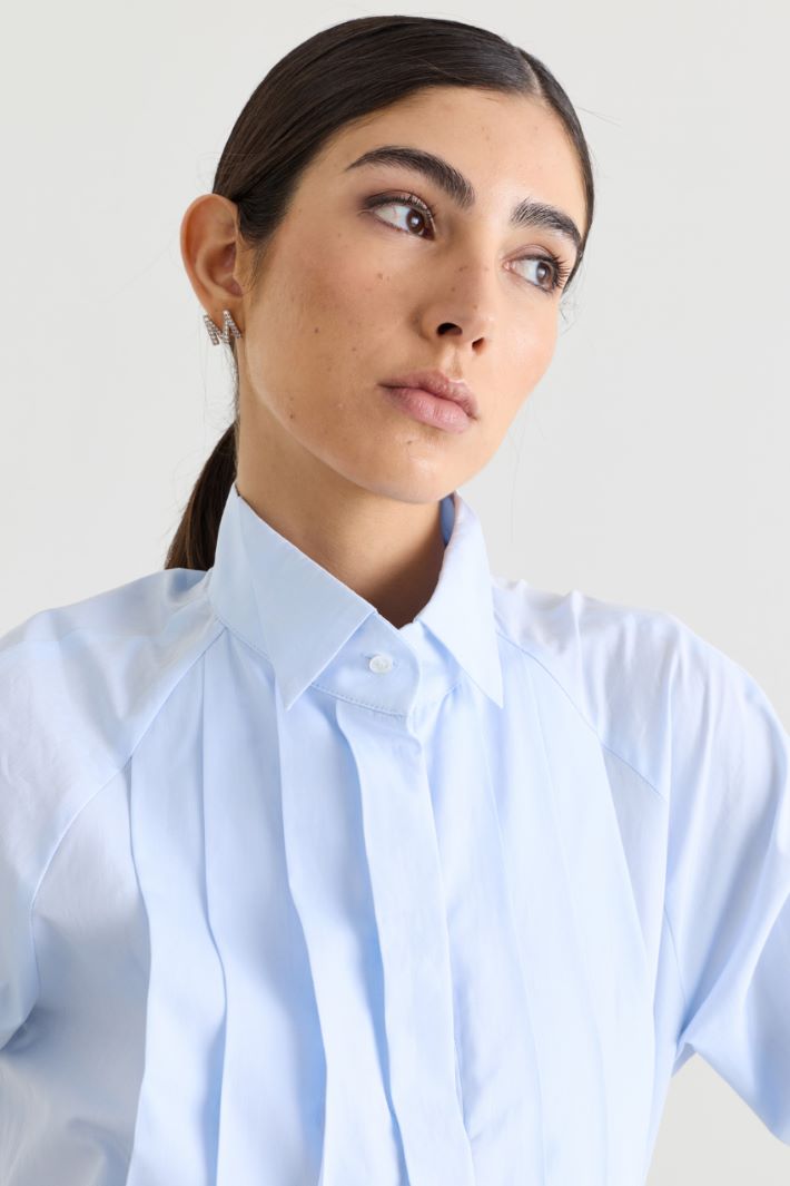 Camicia in popeline a pieghe - AZZURRO - Intrend - 3