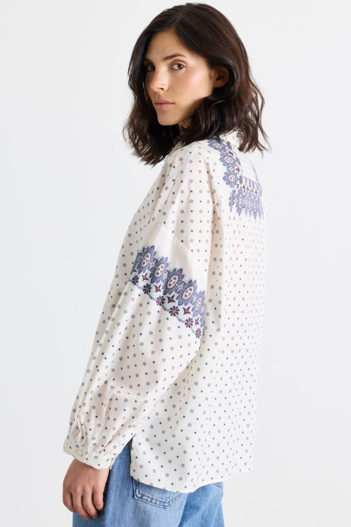 Camicia in popeline con fantasia - BIANCO BLU - Intrend - 4