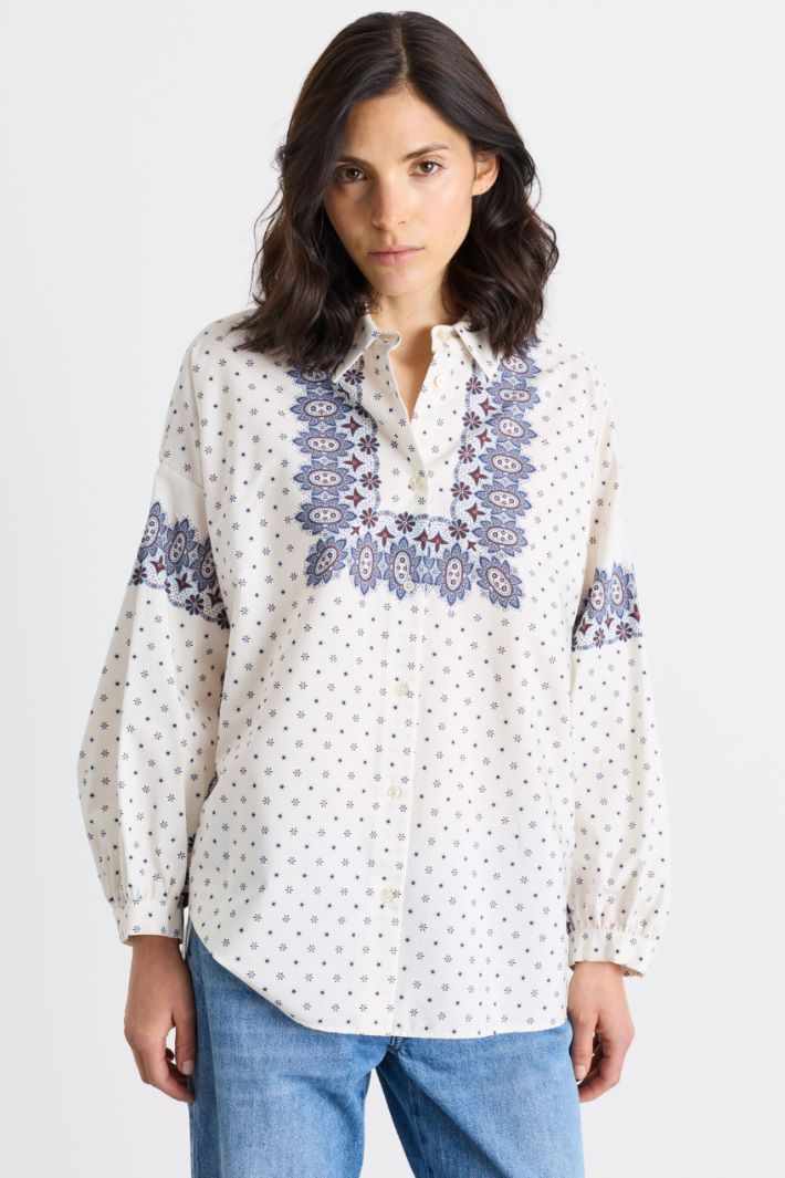 Camicia in popeline con fantasia - BIANCO BLU - Intrend - 2