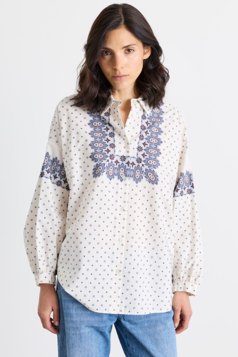 Camicia in popeline con fantasia - Intrend