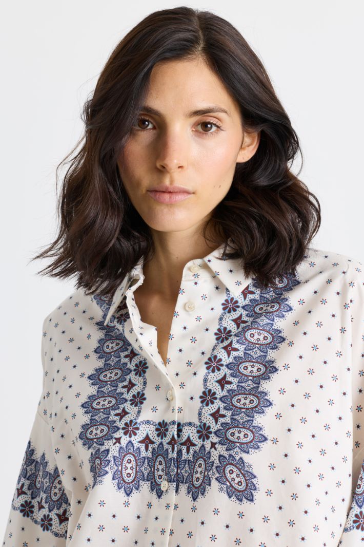 Camicia in popeline con fantasia - BIANCO BLU - Intrend - 3