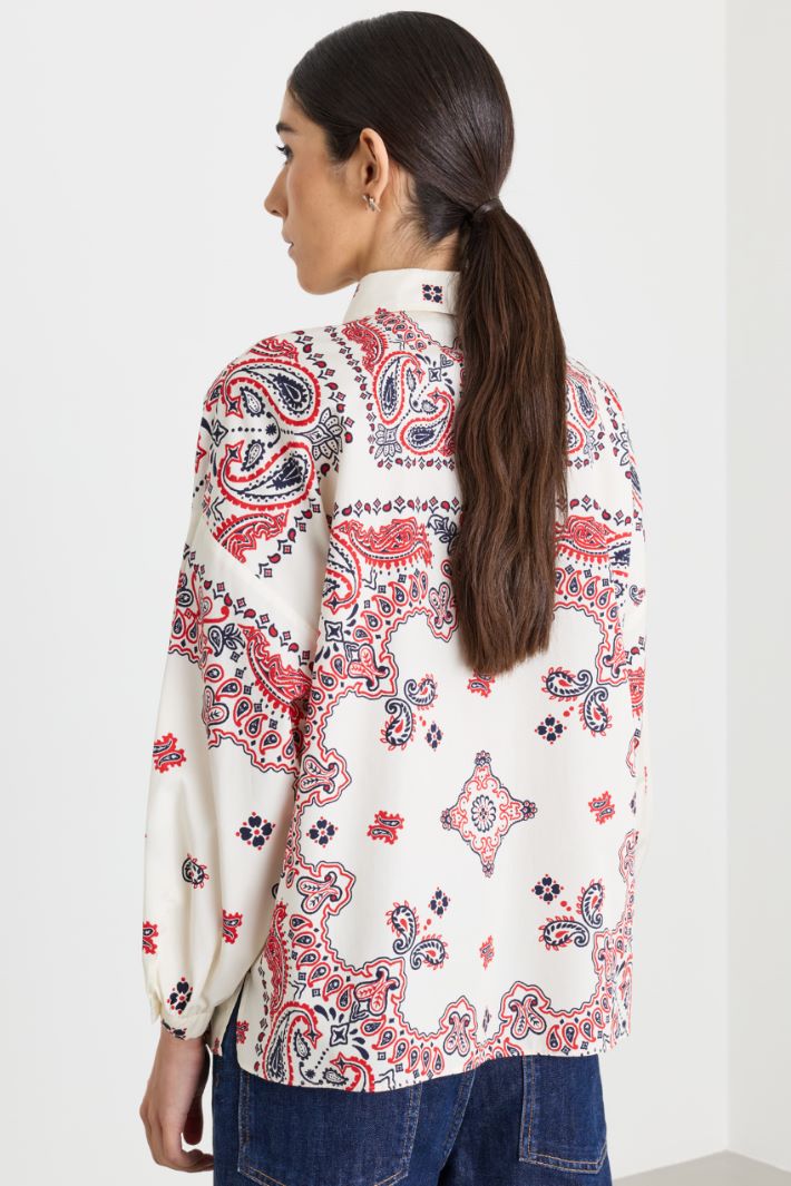 Camicia in popeline con fantasia - BIANCO ROSSO BLU - Intrend - 4