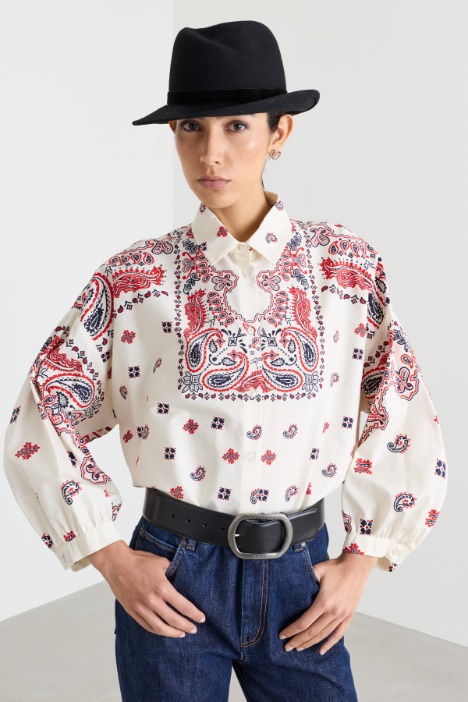 Camicia in popeline con fantasia - Intrend