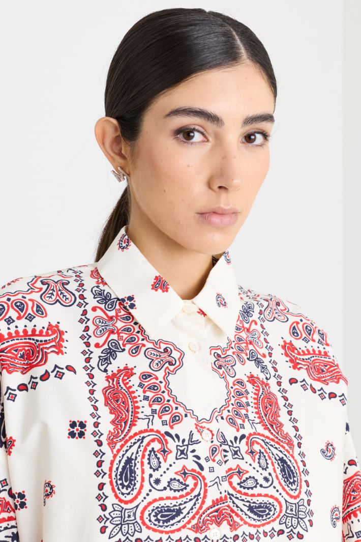 Camicia in popeline con fantasia - BIANCO ROSSO BLU - Intrend - 3