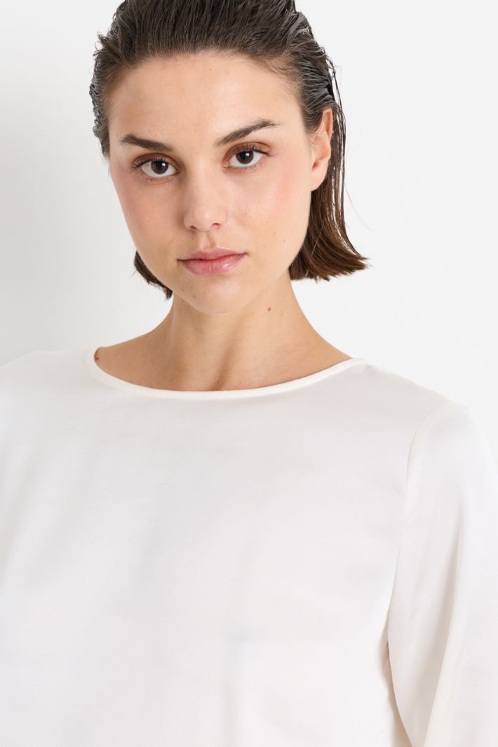 Blusa in raso martellato - BIANCO - Intrend - 3