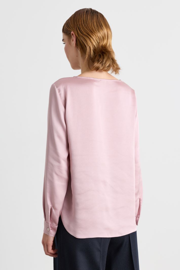 Blusa in raso martellato - ROSA - Intrend - 4