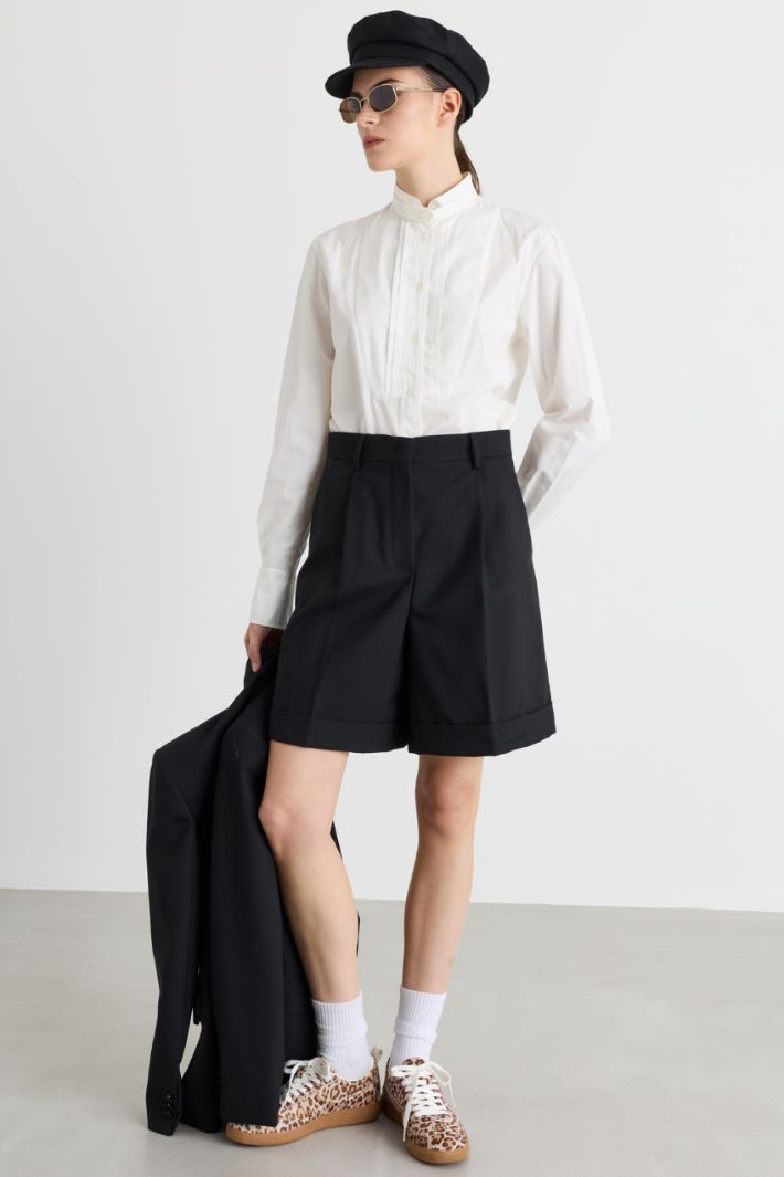 Camicia smoking in popeline - BIANCO - Intrend