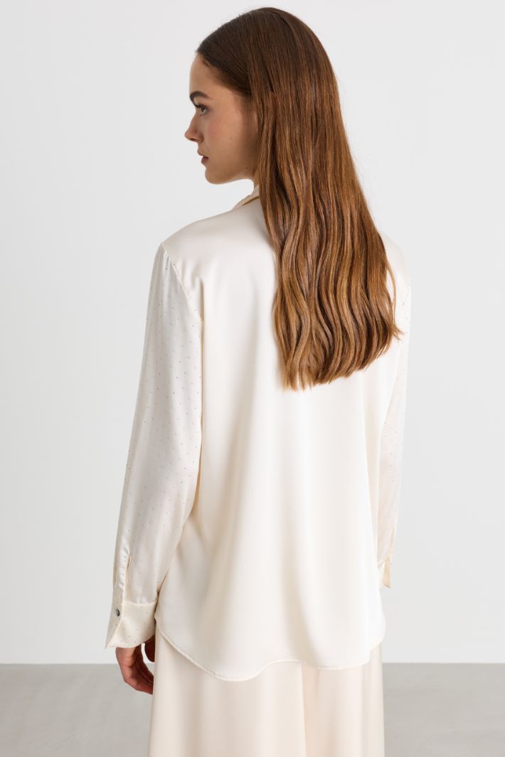 Camicia in raso con strass - BIANCO - Intrend - 4