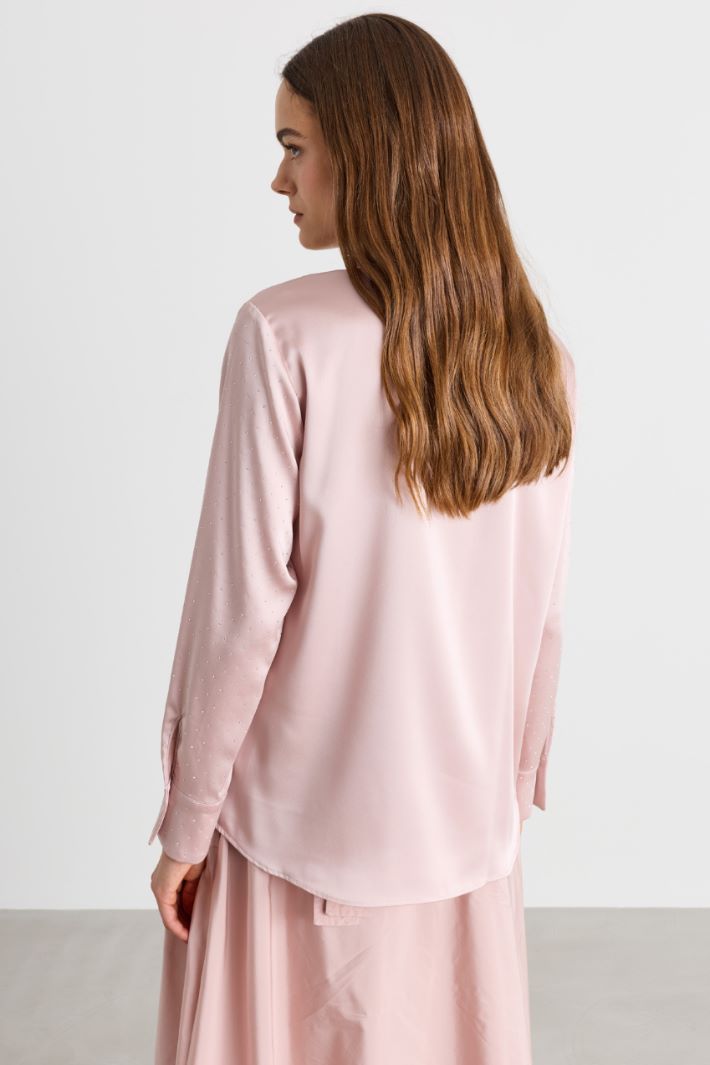 Camicia in raso con strass - ROSA - Intrend - 4