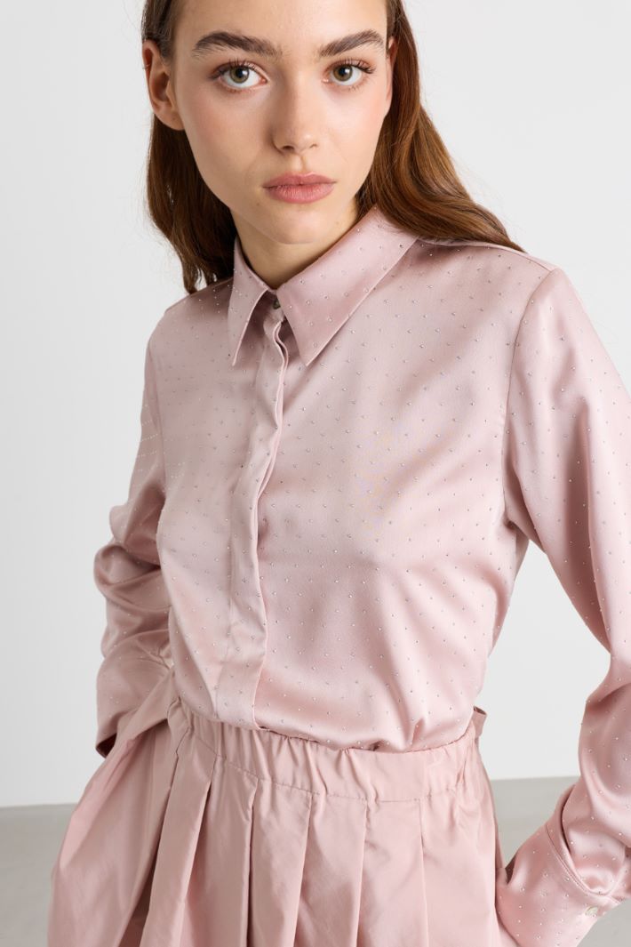 Camicia in raso con strass - ROSA - Intrend - 3