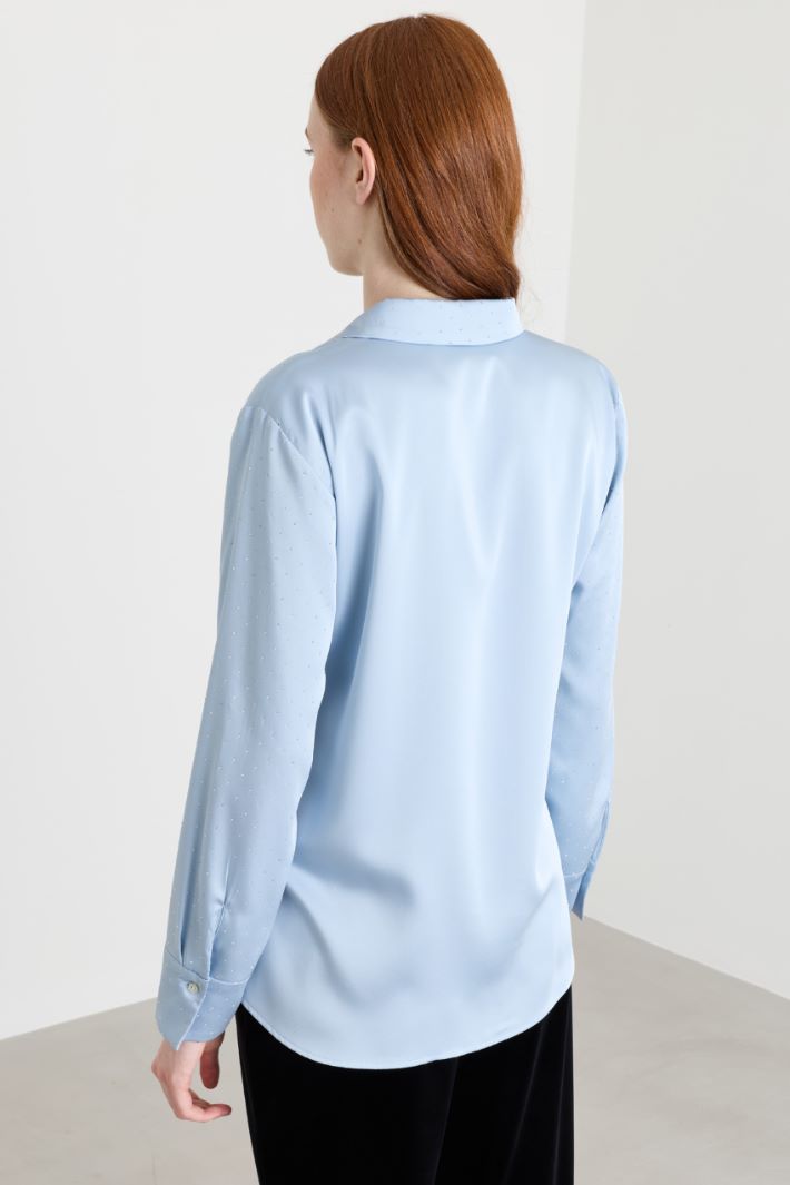 Camicia in raso con strass - AZZURRO - Intrend - 4