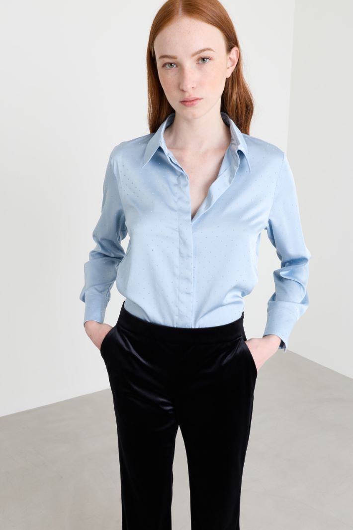 Camicia in raso con strass - AZZURRO - Intrend - 2