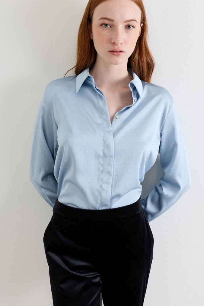 Camicia in raso con strass - AZZURRO - Intrend - 3