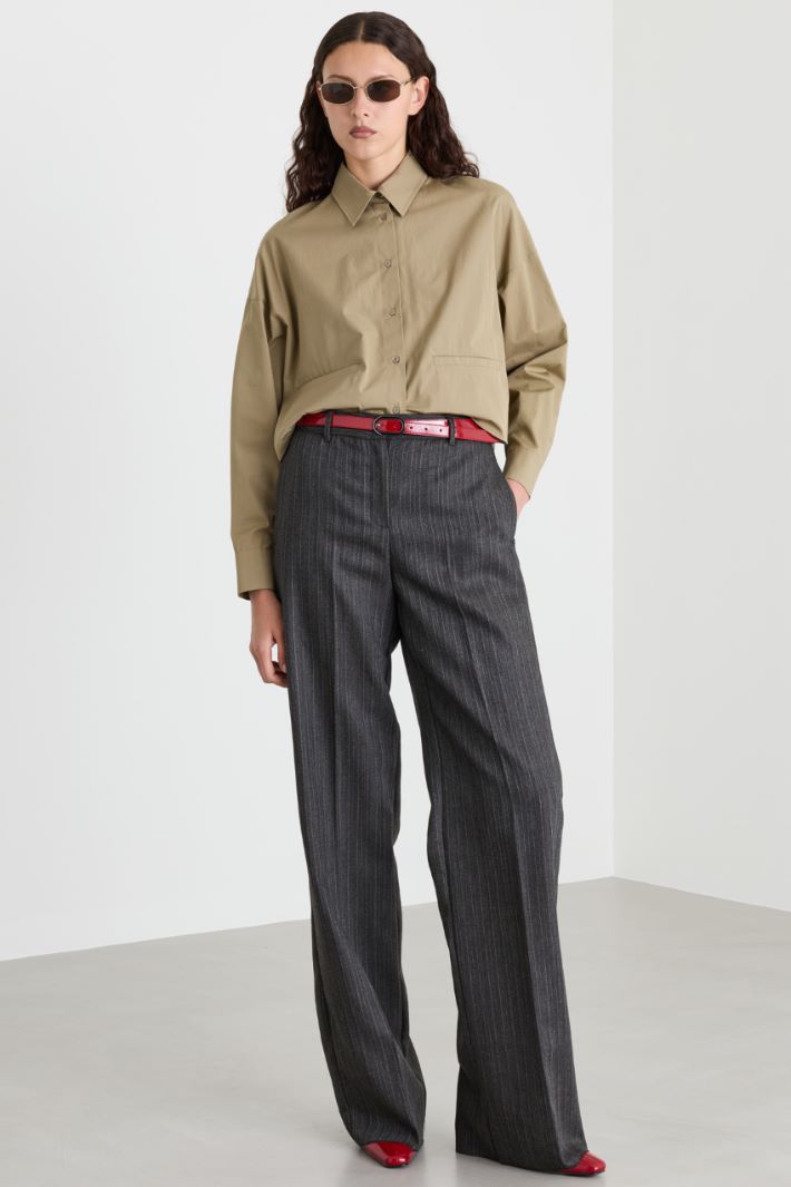 Camicia boxy in popeline - CAMMELLO - Intrend