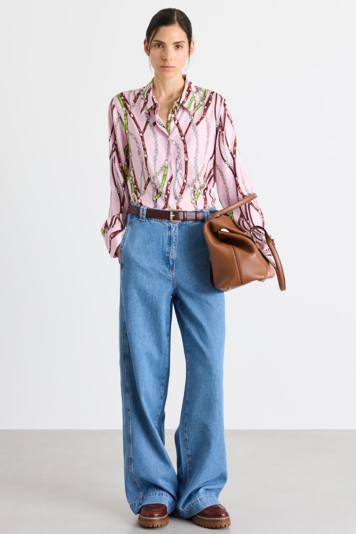 Camicia in twill stampato - ROSA - Intrend