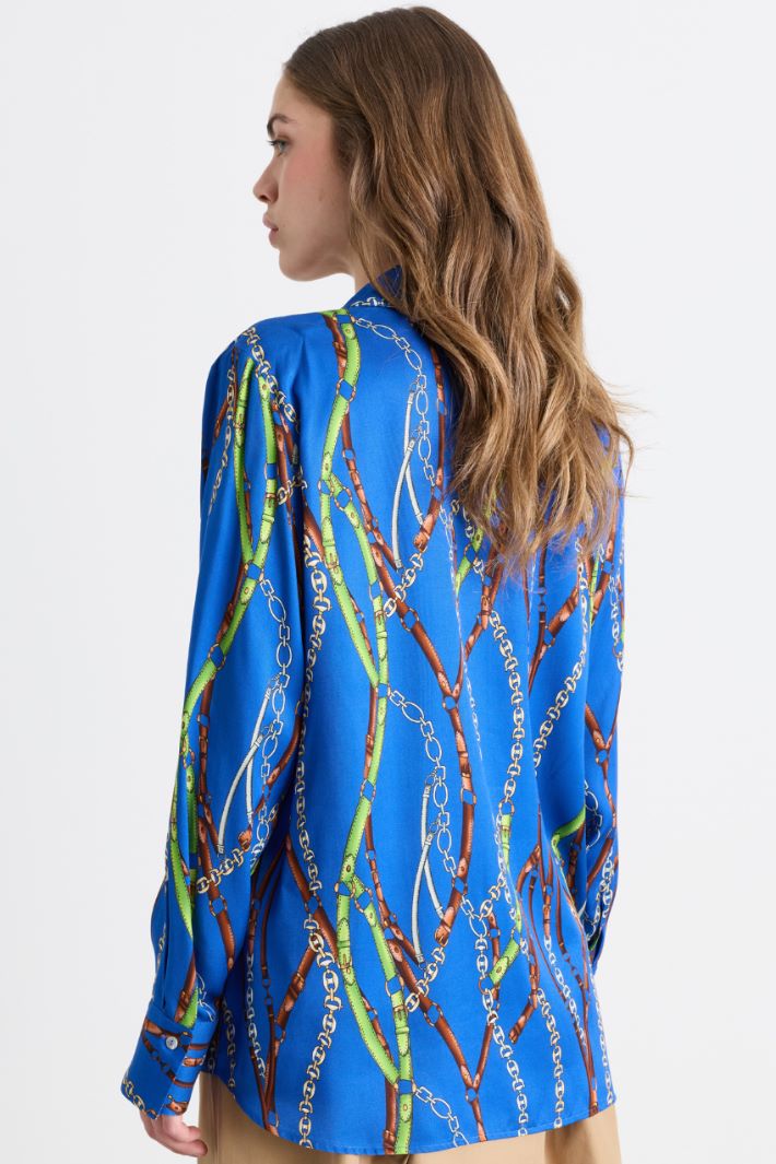 Camicia in twill stampato - BLU - Intrend - 4