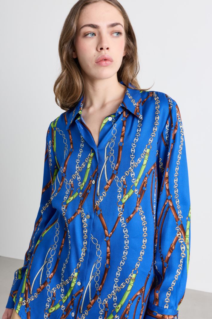 Camicia in twill stampato - BLU - Intrend - 3