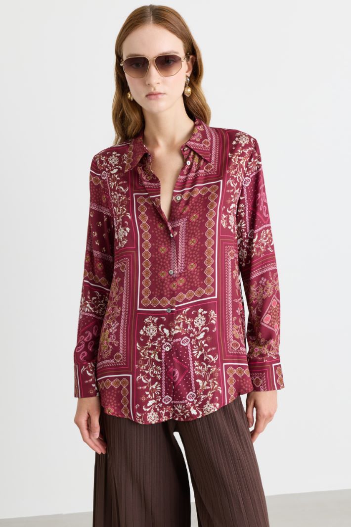 Camicia in twill stampato - BORDEAUX - Intrend - 2