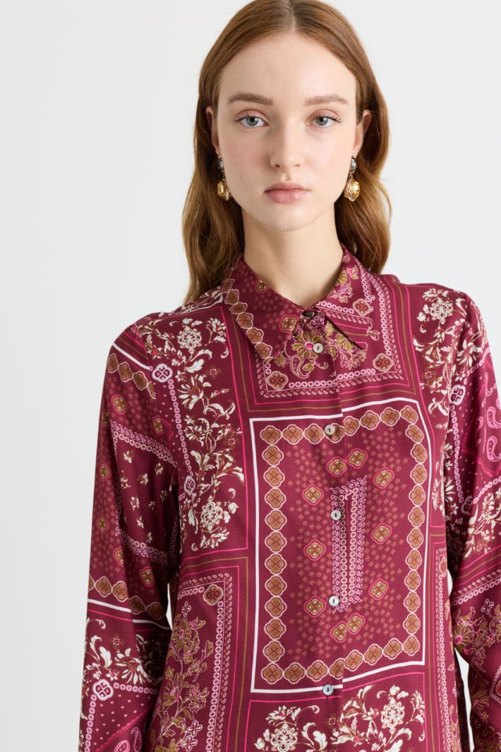 Camicia in twill stampato - BORDEAUX - Intrend - 3