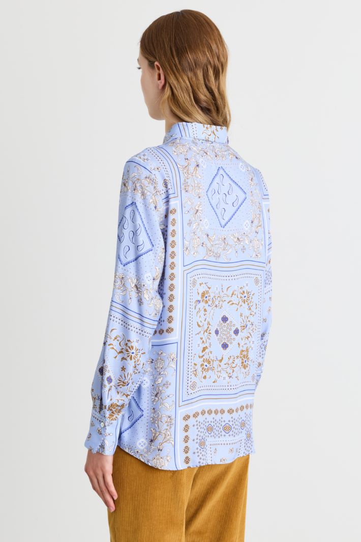 Camicia in twill stampato - AZZURRO - Intrend - 4