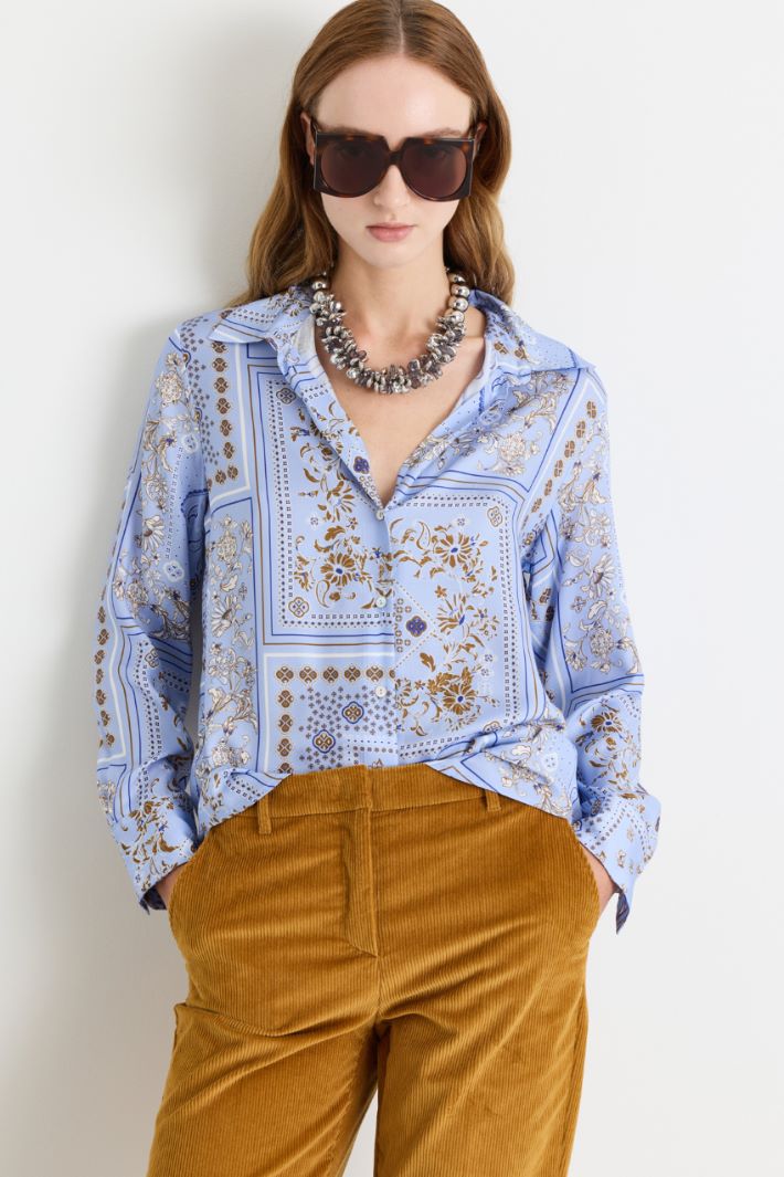 Camicia in twill stampato - AZZURRO - Intrend - 2