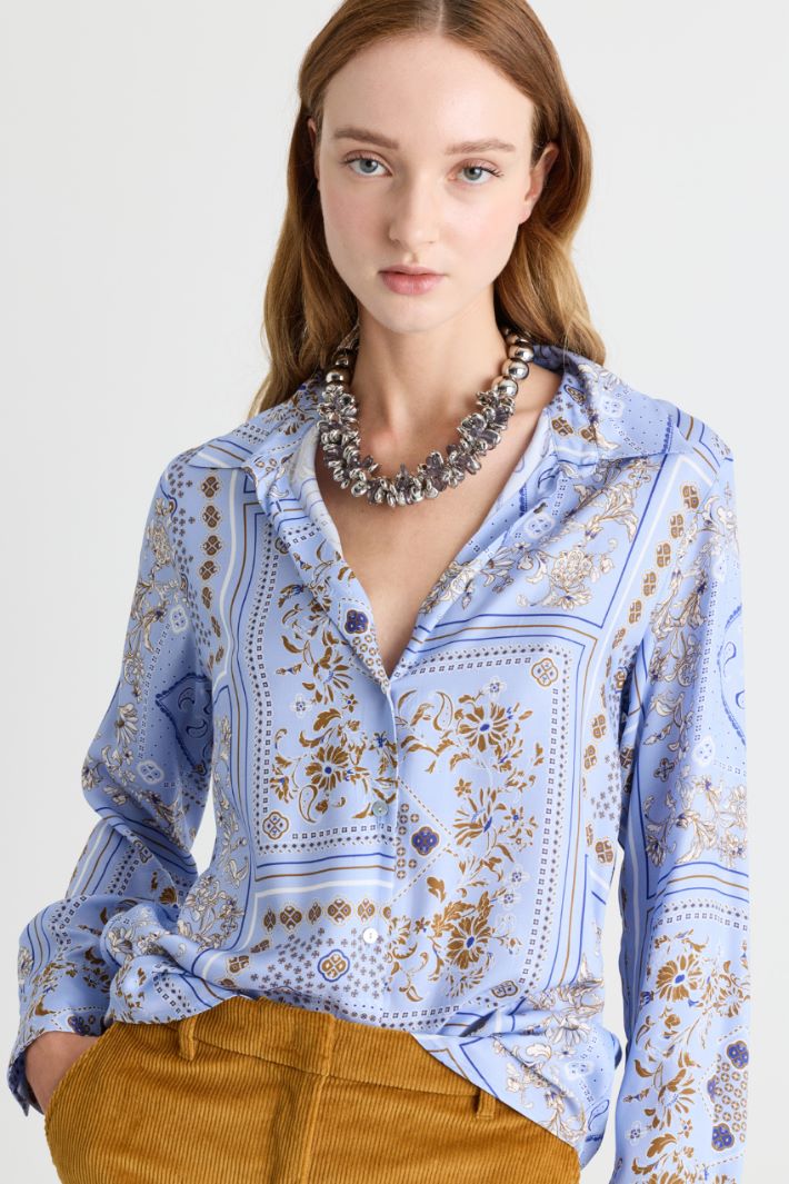 Camicia in twill stampato - AZZURRO - Intrend - 3