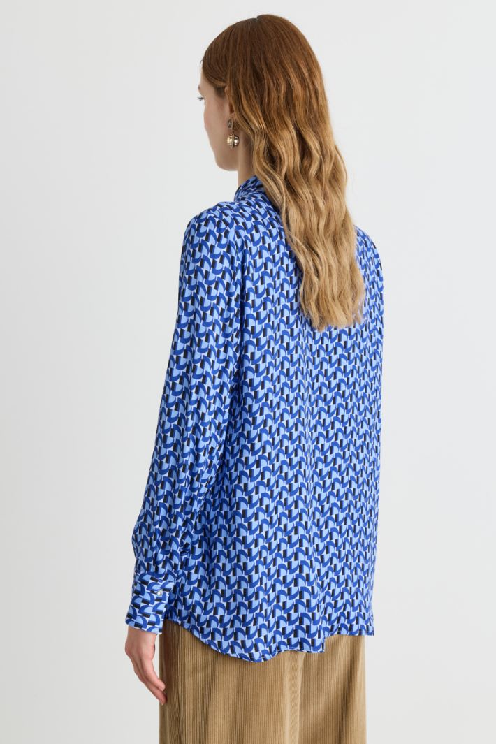 Camicia in twill stampato - AZZURRO - Intrend - 4