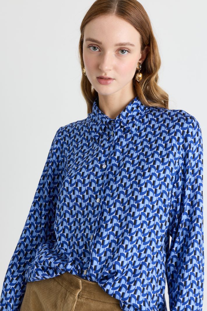 Camicia in twill stampato - AZZURRO - Intrend - 3