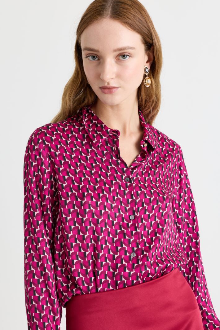 Camicia in twill stampato - FUXIA - Intrend - 3