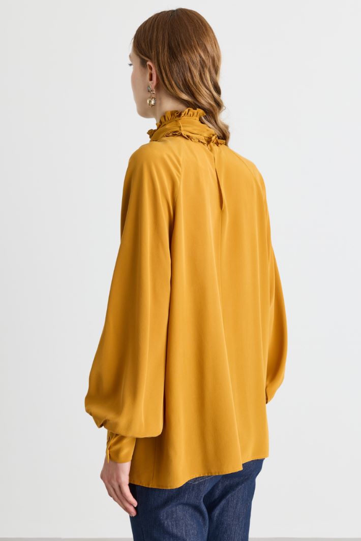 Blusa in crepe de chine - ARANCIONE - Intrend - 4