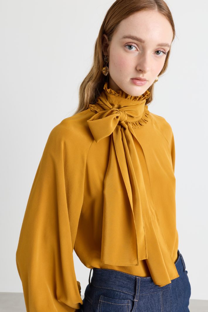 Blusa in crepe de chine - ARANCIONE - Intrend - 3