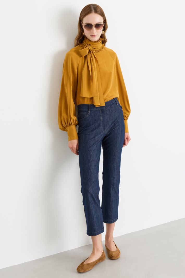 Blusa in crepe de chine - ARANCIONE - Intrend