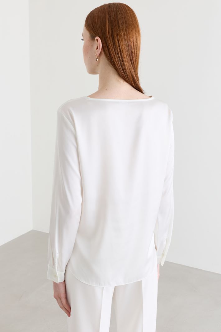 Blusa in raso stretch - BIANCO - Intrend - 4