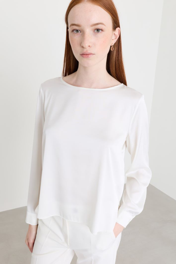 Blusa in raso stretch - BIANCO - Intrend - 3