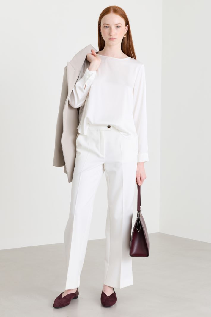 Blusa in raso stretch - BIANCO - Intrend