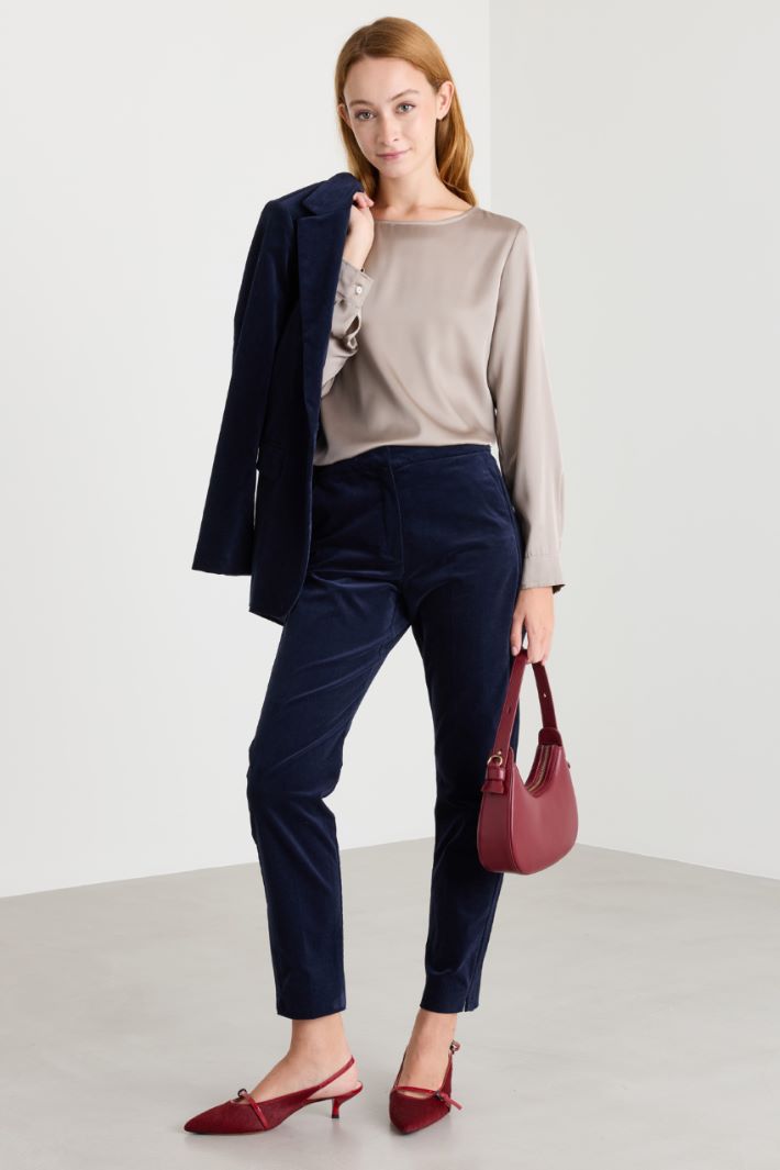 Stretch satin blouse - BEIGE - Intrend