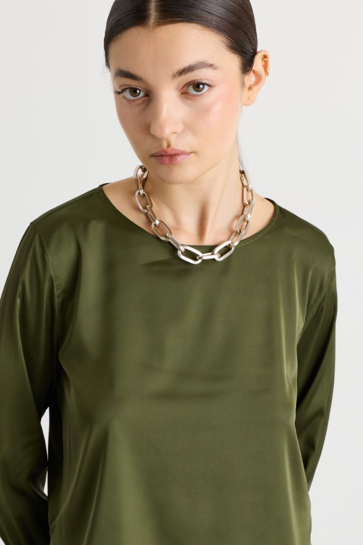 Bluse aus Stretch-Satin - GRÜN - Intrend - 3
