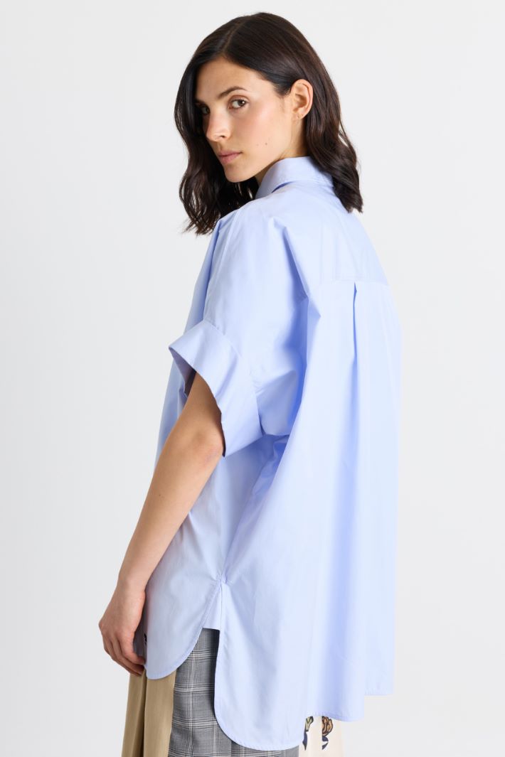 Camicia dritta in popeline - AZZURRO - Intrend - 4