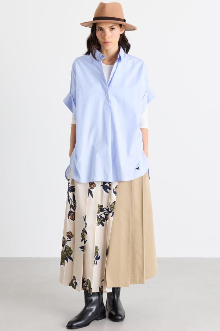 Camicia dritta in popeline - AZZURRO - Intrend