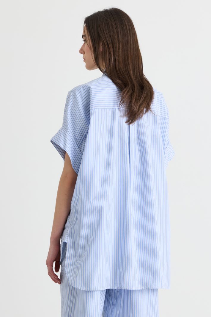 Camicia dritta in popeline - AZZURRO BIANCO - Intrend - 4