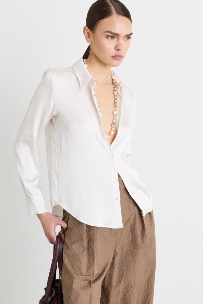Camicia in raso martellato - BIANCO - Intrend - 2