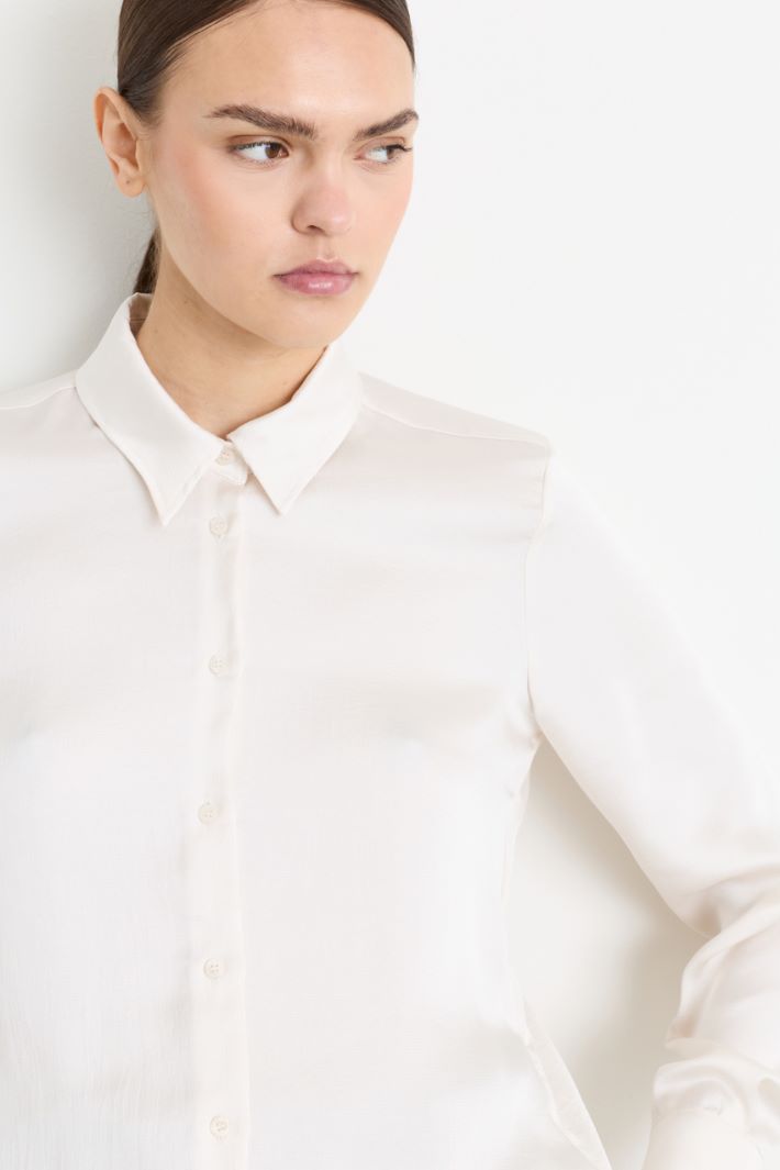 Camicia in raso martellato - BIANCO - Intrend - 3