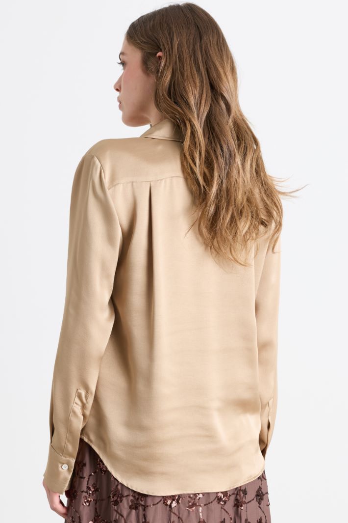 Camicia in raso martellato - BEIGE - Intrend - 4