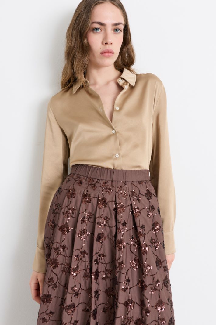 Camicia in raso martellato - BEIGE - Intrend - 2
